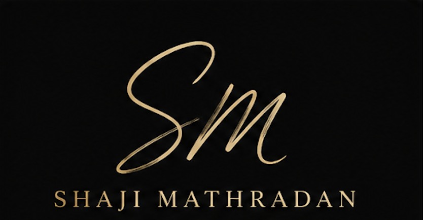Shaji Mathradan SM gold signature logo